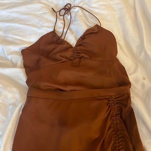 Banana Republic Silk Matching Top/Skirt Set - Brown Size 4 (skirt) and S (top)
